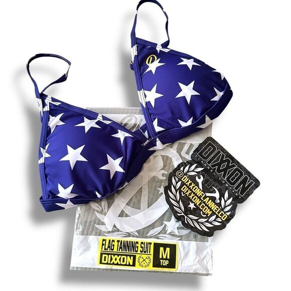 DIXXON Flannel Company American Flag Stars Stripes Triangle Bikini Top Tanning S - Picture 1 of 5